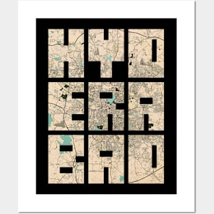 Hyderabad, India City Map Typography - Vintage Posters and Art